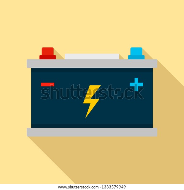 Car battery icon. Flat illustration of car battery\
icon for web design