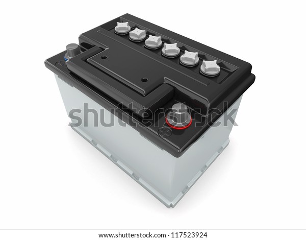 Car Battery On White Background Threedimensional Stock Illustration ...