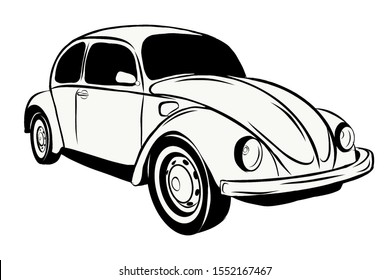 Car Beetle Race Technique Drawing Logo