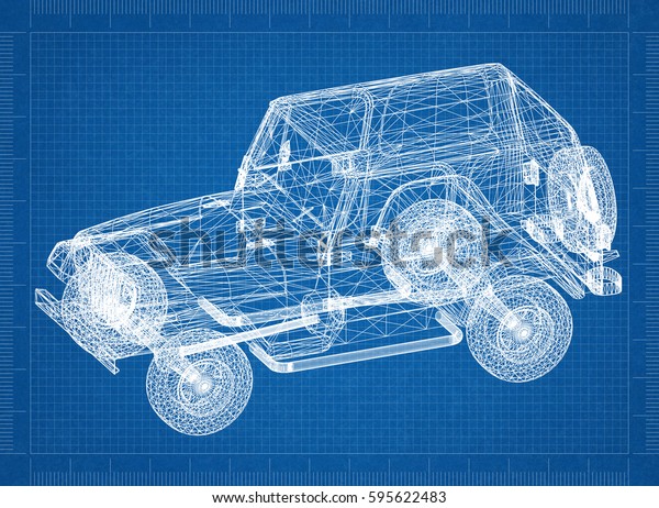 Car blueprint – 3D\
perspective