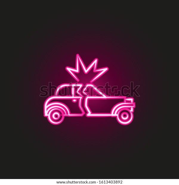 car bomb neon\
style icon. Simple thin line, outline of mafia icons for ui and ux,\
website or mobile\
application