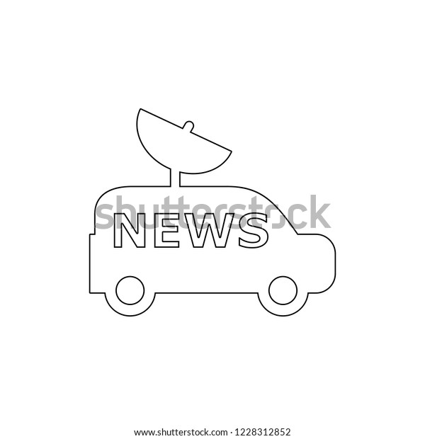 car broadcasting\
with satellite dish icon. Element of media for mobile concept and\
web apps illustration. Thin line icon for website design and\
development, app\
development