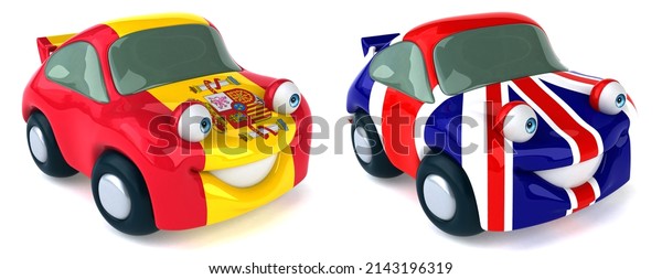 car cartoon character poses set on white\
isolated background 3d\
rendering