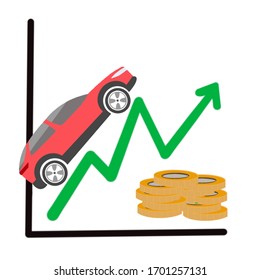 Car For Cash , Car Loan , Car With Graph And Coin