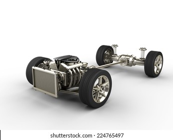 Car Chassis With Engine