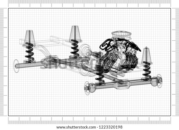 car chassis and\
engine Design – Blueprint\

