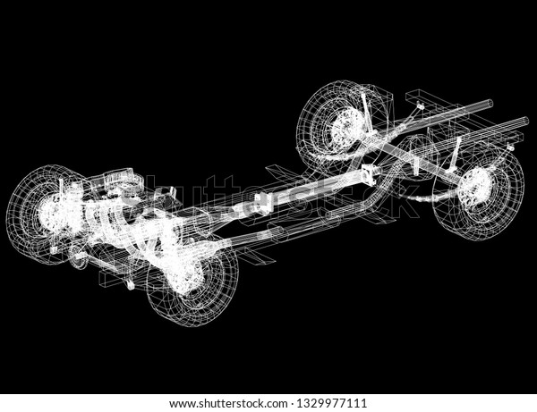 car\
chassis and engine Design – Blueprint  3D\
rendering