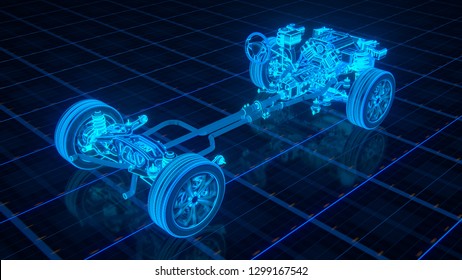 Car Chassis Scheme 3d Render