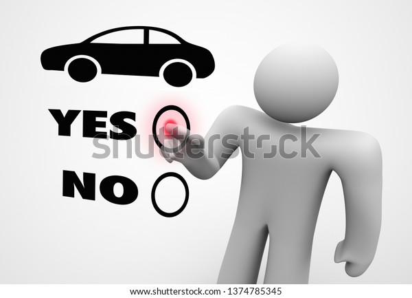 Car Choice Yes No Person Select Auto Vehicle\
3d Illustration