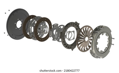 Car Clutch Assembly Used For Automotive Maintenance 3D Illustration Isolated On White Background