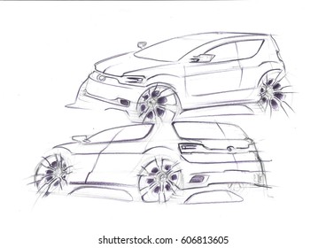 Car Concept Sketch Dynamics Lines Stock Illustration 606813605 ...