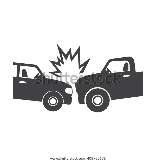 car crash black simple icon on white background\
for web design