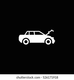 Car Crash Icon, On White Background
