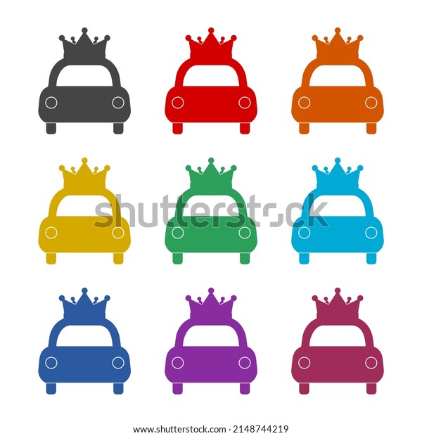 Car with crown icon color\
set