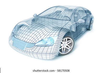 Car design, wire model. My own design.