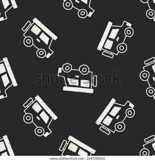 car doodle\
drawing seamless pattern\
background