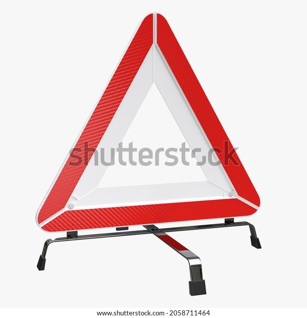 Car emergency sign 3D rendering isolated on\
white background