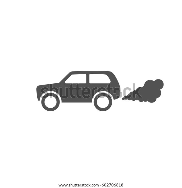 Car emits carbon\
dioxide, car pollution\
icon