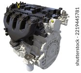 Car Engine 3D rendering on white background