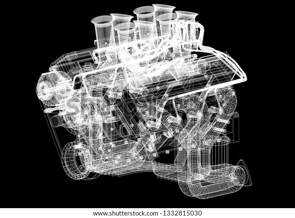 Car Engine\
Architect Blueprint  3D rendering\
