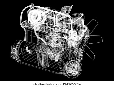 Car Engine Blueprint 3d Renderings Stock Illustration 1343944016 ...