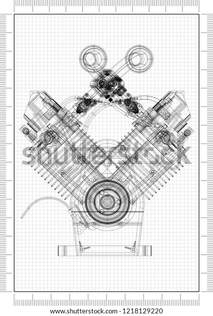 Car Engine blueprint\

