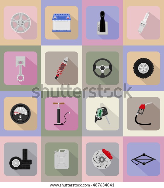car equipment flat icons illustration isolated\
on background