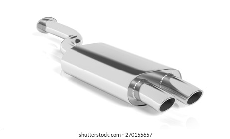  Car Exhaust Pipe, Isolated On White Background