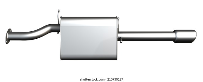 Car Exhaust Silencer. Isolated On White Background. 3d