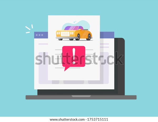 Car fake risk history online description report\
with warning vehicle computer access or pc laptop internet website\
automobile instruction info document page, important caution notice\
message image