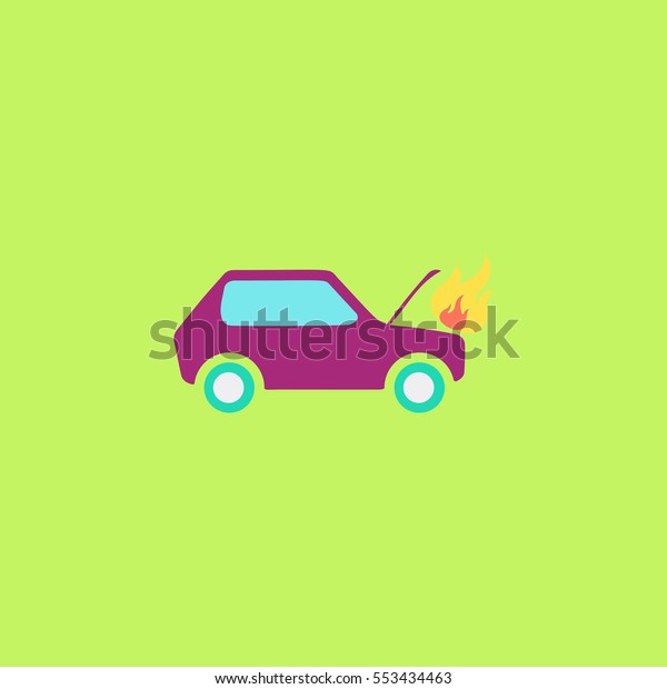 Car\
fire Icon Illustration. Flat simple color\
pictogram