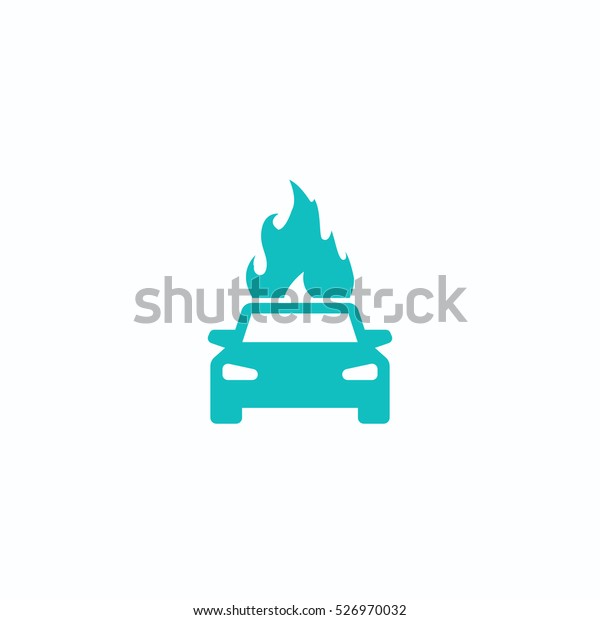 car fire icon, on white\
background\
