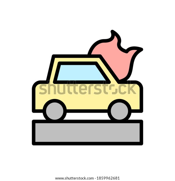Car, fire icon. Simple color with outline\
illustration elements of firefighters icons for ui and ux, website\
or mobile\
application