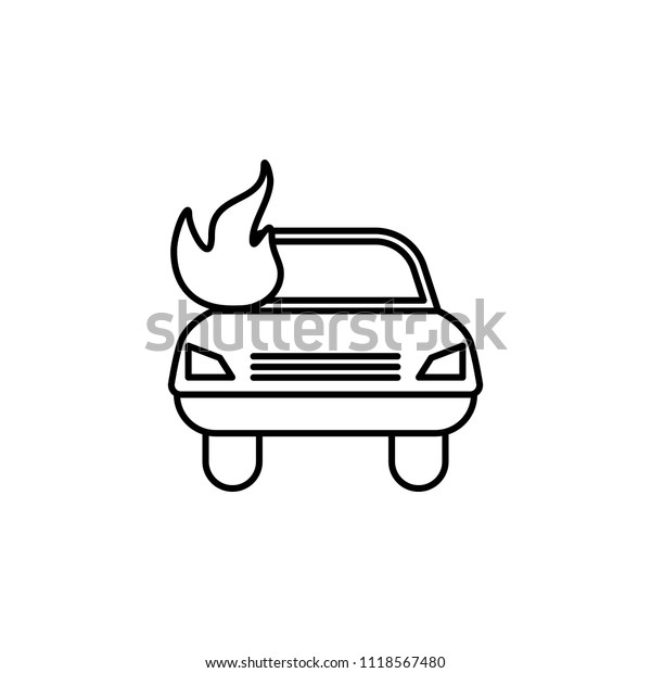 car fire line icon.\
Element of insurance sign for mobile concept and web apps. Thin\
line car fire icon can be used for web and mobile. Premium icon on\
white background