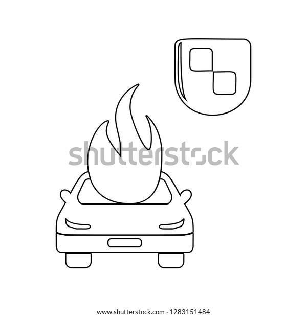 car fire and safety shield\
icon. Element of insurance for mobile concept and web apps icon.\
Thin line icon for website design and development, app\
development