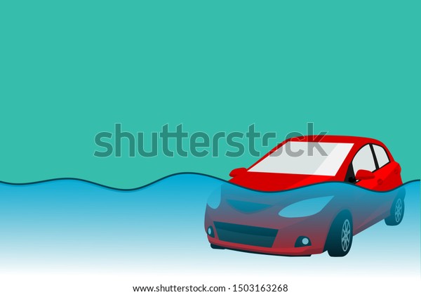 Car in flood situation
, illustration