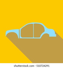 Car Frame Icon. Flat Illustration Of Car Frame  Icon For Web Isolated On Yellow Background