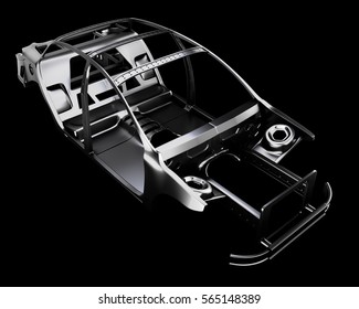 Car Frame Isolated. 3d Illustration