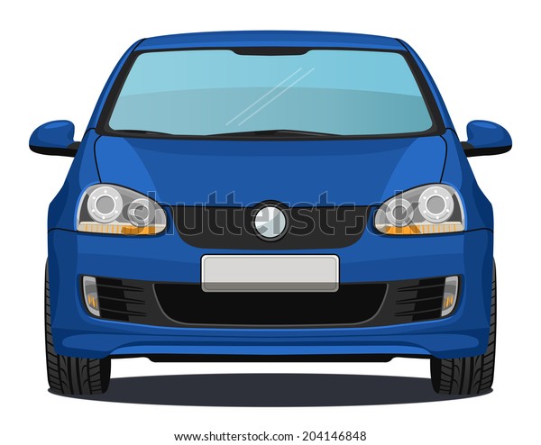車 正面図 青 のイラスト素材