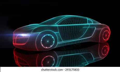 Car From The Future Isolated Background 3D Rendering