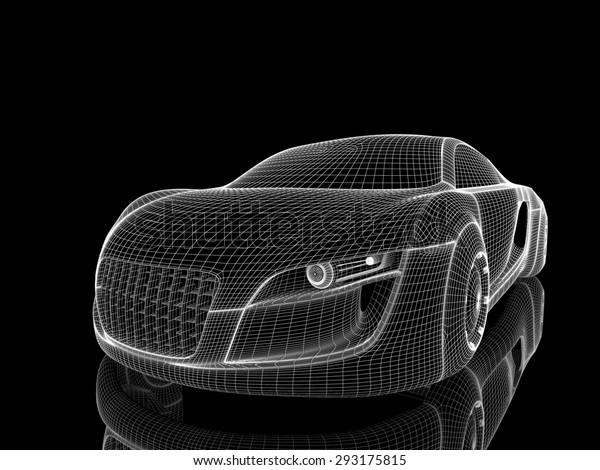 Car from\
the future isolated background 3D\
rendering