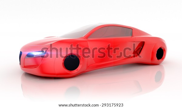 Car from\
the future isolated background 3D\
rendering