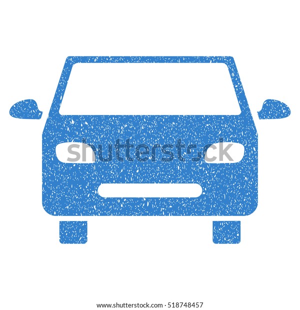 Car grainy textured\
icon for overlay watermark stamps. Flat symbol with dirty texture.\
Dotted glyph cobalt ink rubber seal stamp with grunge design on a\
white background.