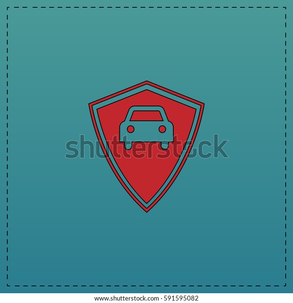 Car guard Simple flat button. Red Illustration\
icon and black\
stroke
