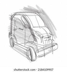 Car Hand Drawn Sketch.Car Illustration.Transport Design Concept