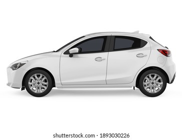 Car Hatchback Isolated (side View). 3D Rendering