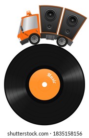 Car And Hifi  Speaker  Illustration, Concept Music Store