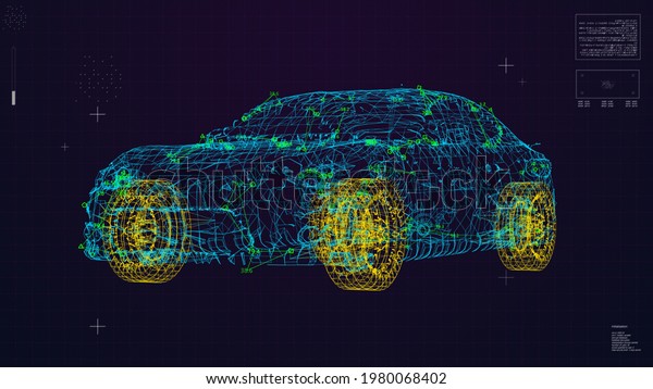 Car HUD\
animation. Automotive\
visualization