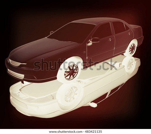 Car\
Illustrations . 3D illustration. Vintage\
style.