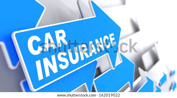 Car Insurance - Business\
Concept. Blue Arrow with \